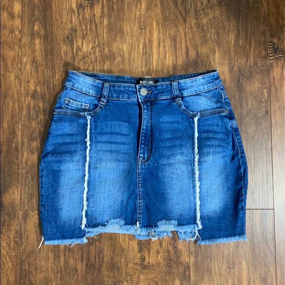 C’est Toi Black Label Denim Distressed Skirt Sz L